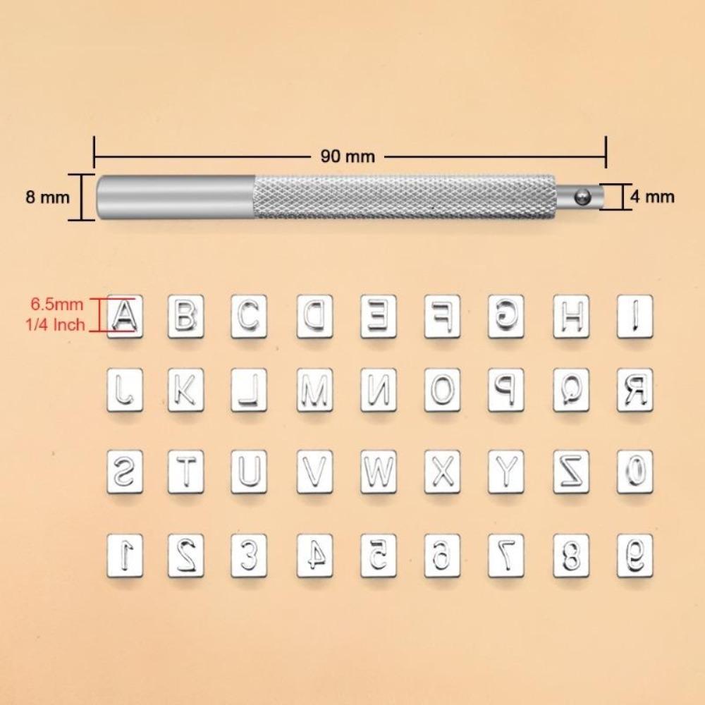 Набор из 37 предметов для штамповки цифр и букв на коже 3,5 мм/6,5 мм Инструмент для кожевенного ремесла Набор штампов-дыроколов своими руками