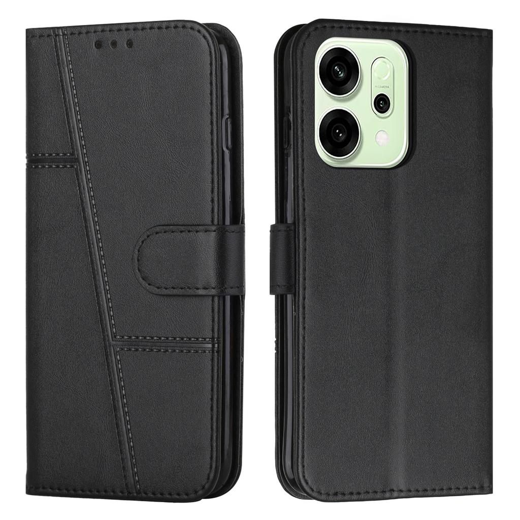 For Oppo Reno14 5G (Global)/Reno14 F 5G Leather Phone Case Foldable Stand Wallet Flip Cover with Strap