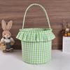 1 шт. клетчатая пасхальная корзина для украшения вечеринки, хлопковый холст, подарочная сумка для хранения конфет с ручками, клетчатая ткань