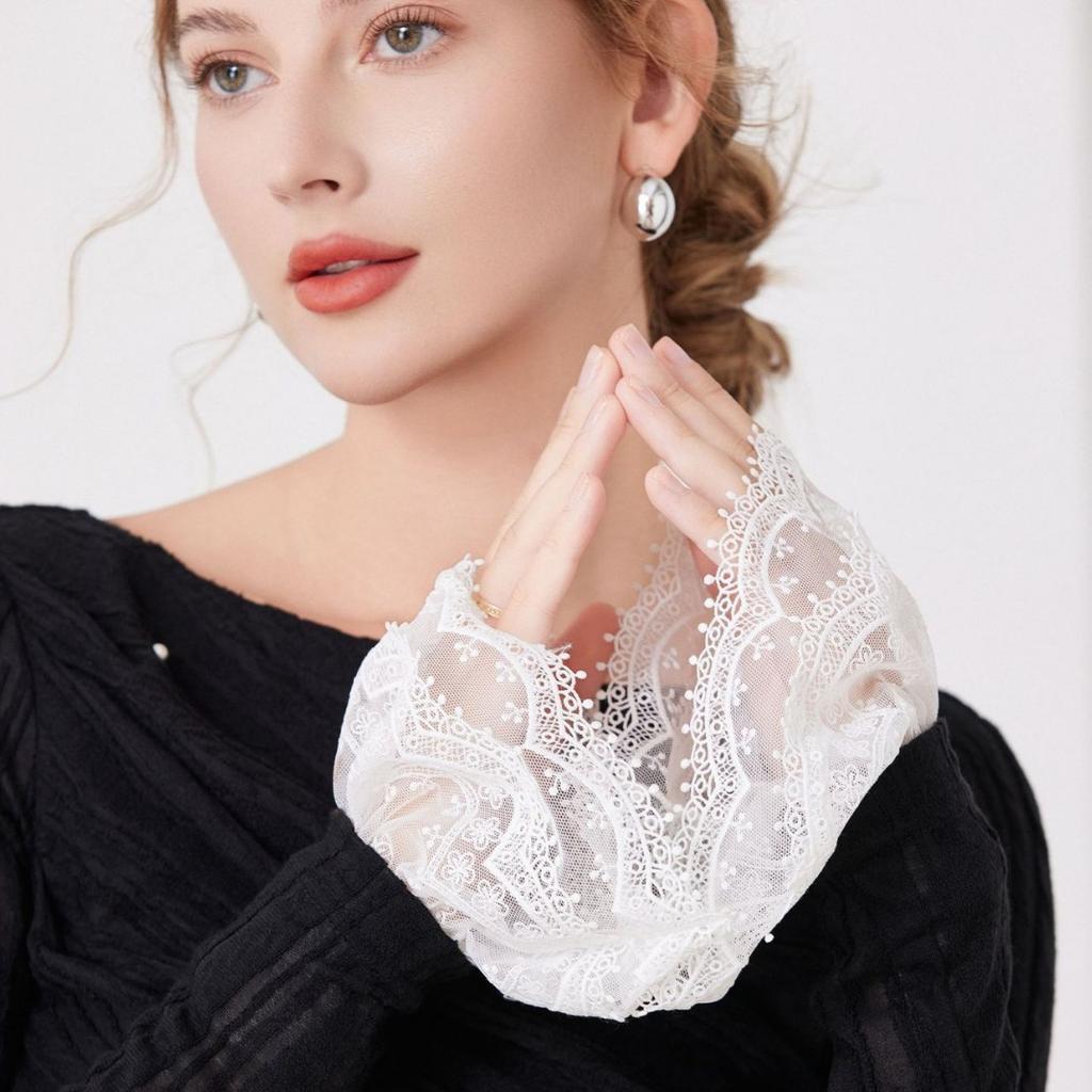 New Spot Lace Sleeves Double Mesh Embroidered Hand-sleeved Clothing Decorative Lace Cuff Accessories
