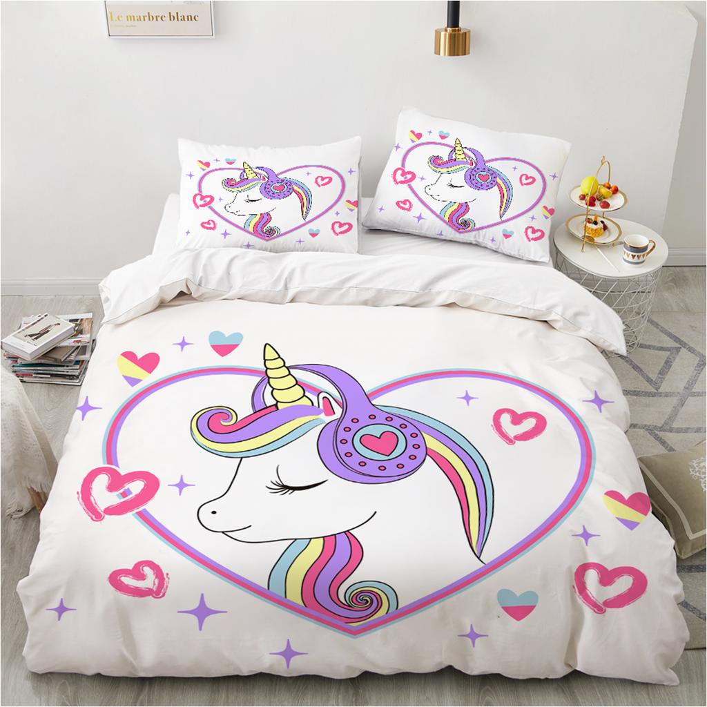 Комплект постельного белья с 3D волшебным единорогом для мальчиков и девочек, размер Twin Queen Size, пододеяльник, наволочка, кровать для детей и взрослых, модный домашний текстиль, текстиль