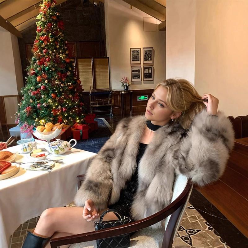 Faux Fur Coat Women V-Neck Long Sleeve Winter Outerwear Fluffy Warm Jacket Stylish Elegant Office Wear