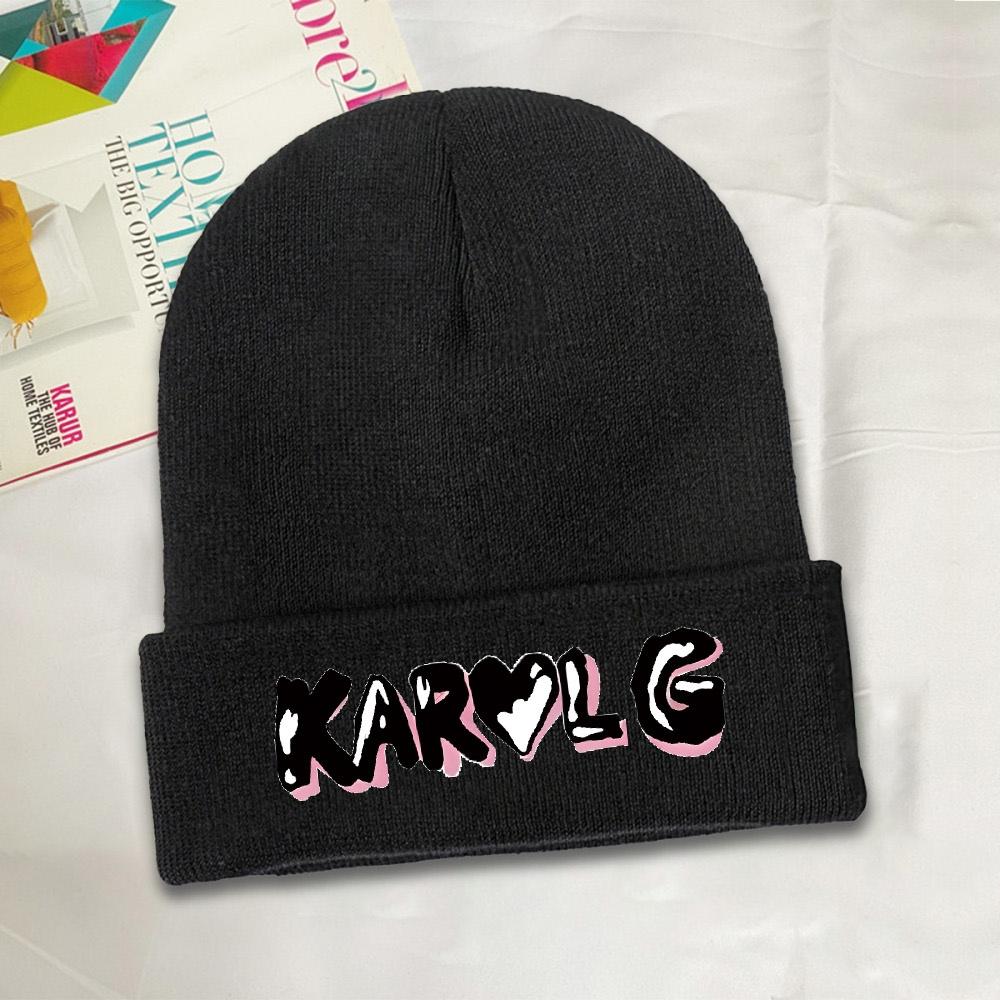 1pc Karol G Logo Bichota Bonnet Hats Knitted Hat FeUnisex Unisex Casual Head Wrap Beanie Hats Spring Kpop Pattern Cap