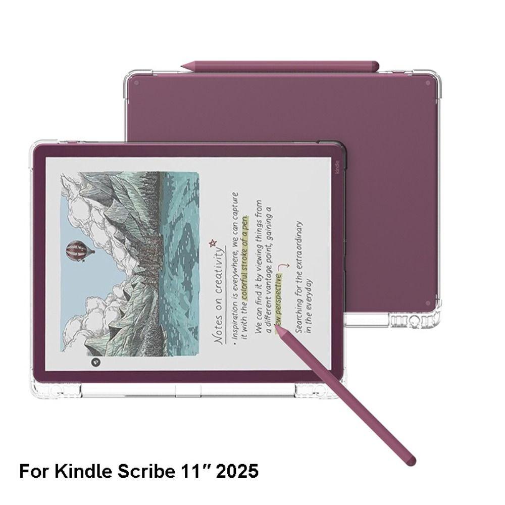 Soft TPU E-Reader Case with Pen Holder Drop Resistance Clear Protective Case Airbag for Kindle Scribe/Colorsoft 11 inch 2026