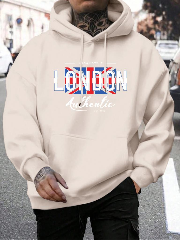 London Letters And National Flag Prints Pullover Man Hoodie Hooded Men Simple S-5xl Tops