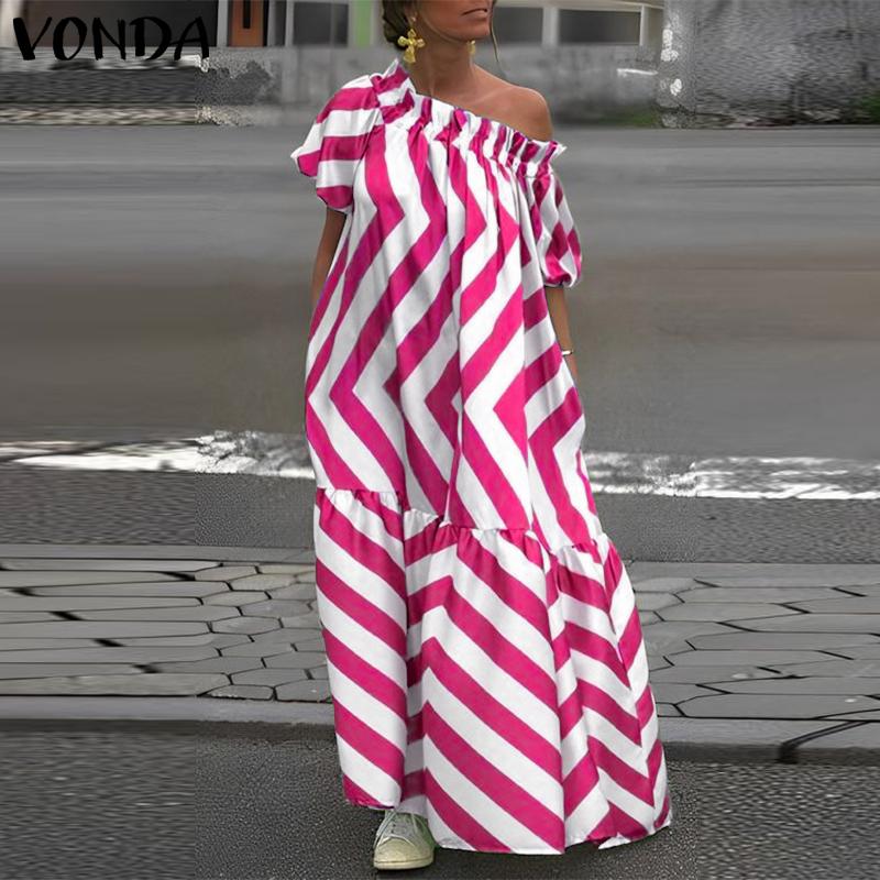 Женские летние платья большого размера с открытыми плечами и короткими рукавами в полоску с принтом