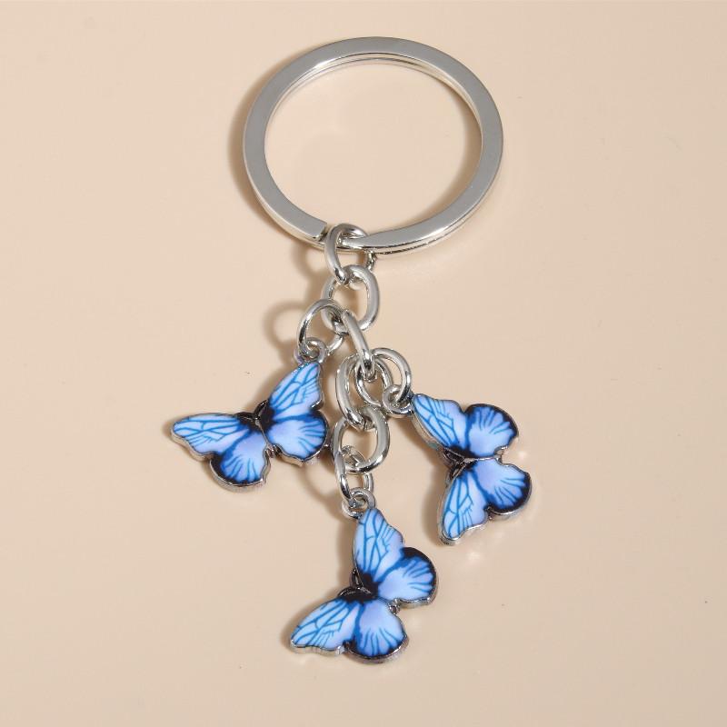 Cute Colorful Butterfly Enamel Flying Animals Key Chains For Women Girls Accessorie Handmade Jewelry Bag Charm