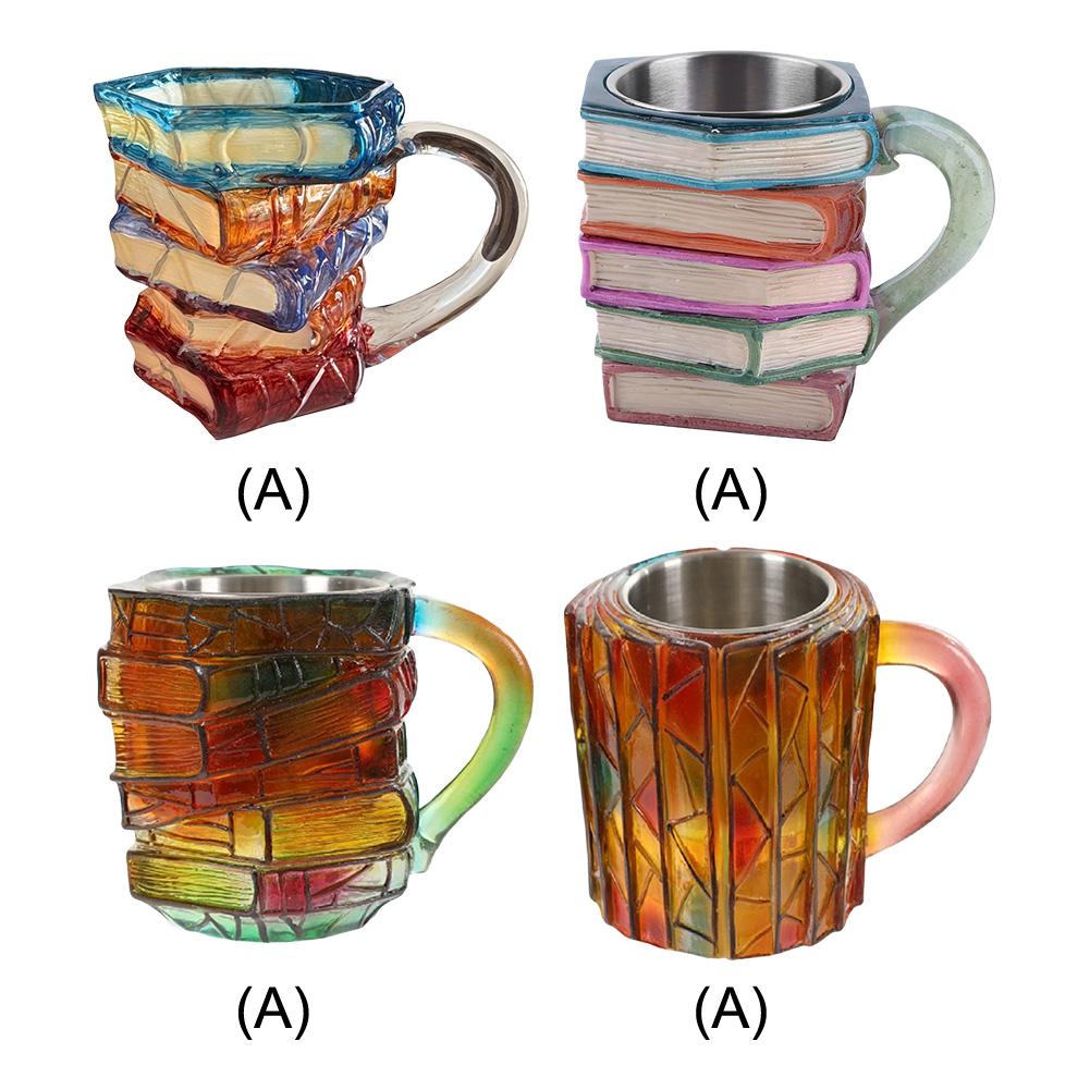 3D Painted Book Mug Wear Resist Books Drinking Container Multi-Purpose Unique Handmade Drink Cup for Beer Wine Juice Tea Coffee