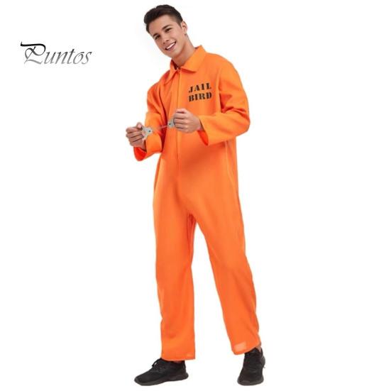 Хэллоуин Узник Косплей Комбинезон с наручниками Хэллоуин Унисекс Дети Взрослые Ролевые игры Наряд с длинными рукавами Отворотом Молния Фестивали Вечеринки Шоу