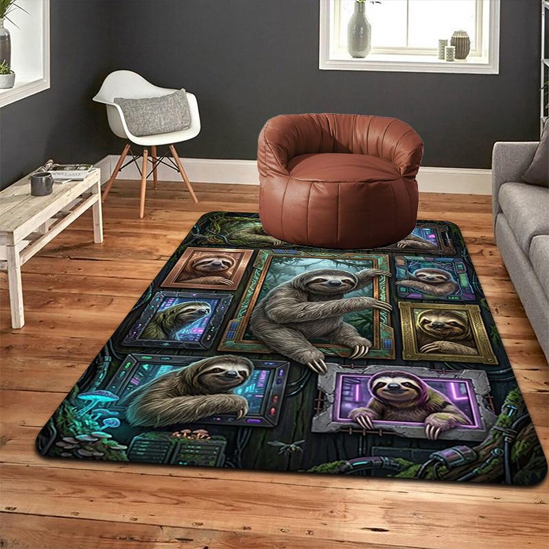 Sloth Frames Fantasy Pattern Rug Floor Mat for Living Room or Bedroom Soft and Comfortable Carpet a Gift for Birthday and Holiday.