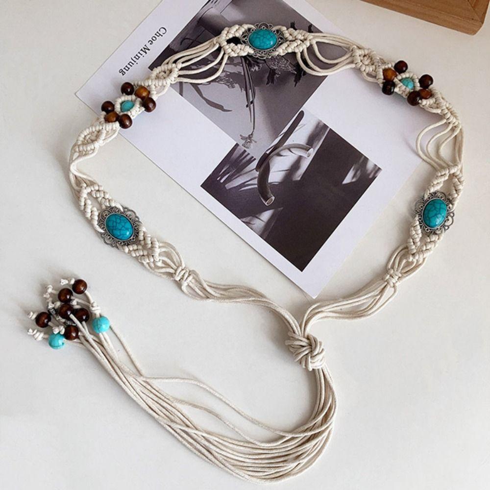 Versatile Braided Waist Belt Ethnic Style Dress Chain Waist All-Matched Woven Belt Women