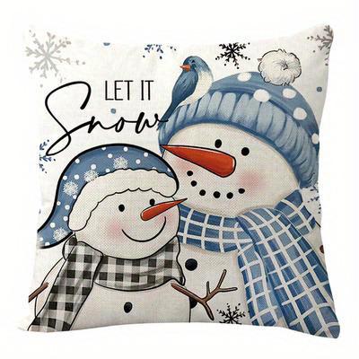 Home Decor Merry Christmas & Snowy Winter Pillows Pattern Cushion Cover Suitable For Sofa Bedroom Car Pillow Cover