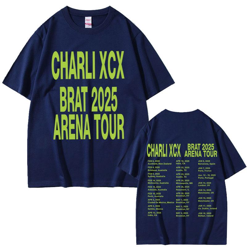 Charli Xcx Brat 2025 Арена Тур Футболки Унисекс Женская Мода Поп Музыка Футболки Хлопок Оверсайз Короткий Рукав Футболка Уличная Одежда
