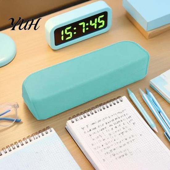 School Supplies Storage Bag Silicone Pencil Case Soft Touch with Zipper Portable Student Stationery Large Capacity Pen Pouch for Teens Primary