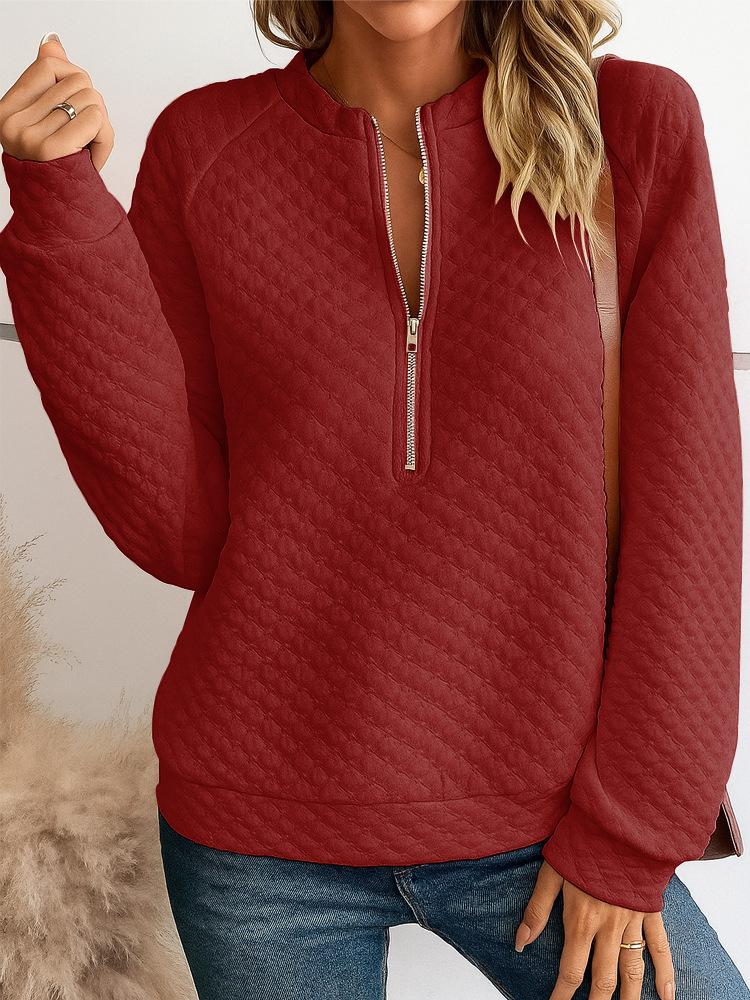 Повседневная женская стеганая толстовка с длинным рукавом, ромбовидная стежка, воротник-стойка, на молнии. Удобная, теплая, в повседневном стиле, для зимы.