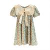 Summer Floral Princess Dress - Short-Sleeved Korean Lapel Style for Girls
