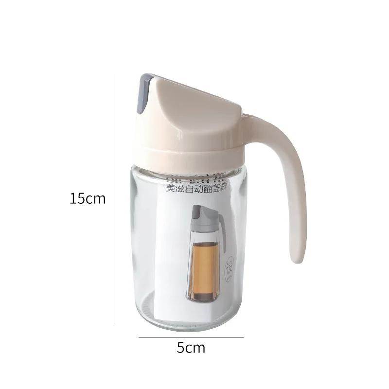 Opening Glass Kitchen Automatic 1000ml And Closing Oil Can Household Kitchen Dustproof Largecapacity Glass Oil Bottle