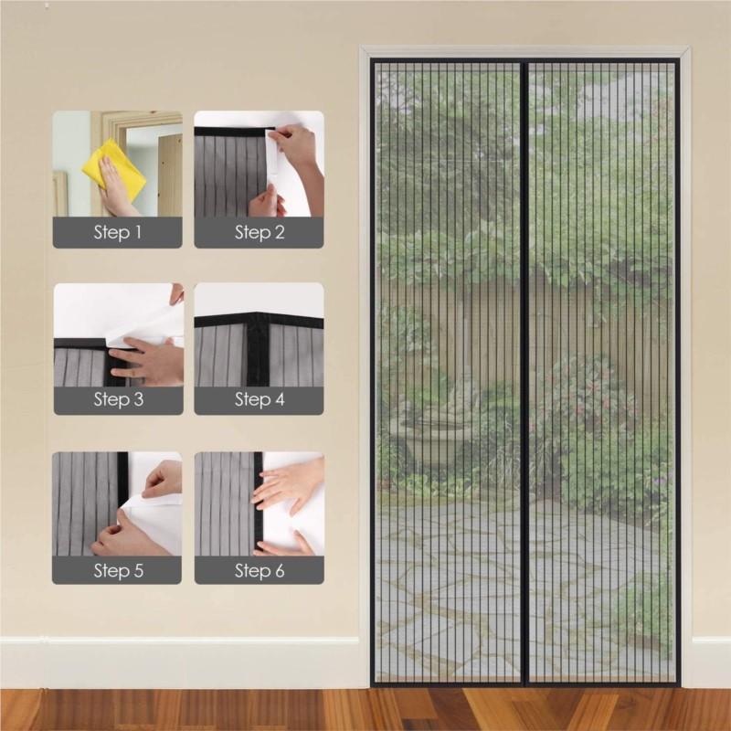 No Punching Magnetic Screen Door Curtain Anti Mosquito Insect Fly Bug Automatic Closing Household Ventilation Door Curtain 1 Set