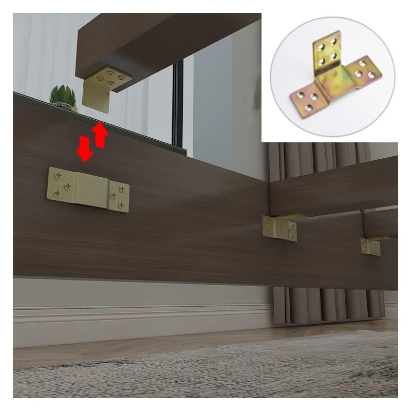 2/6/10 Sets Heavy-Duty Solid Wood Bed Frame Hardware Kit,Metal Bed Rail Brackets,Wooden Frames Corner Bracket with Hook & Buckle