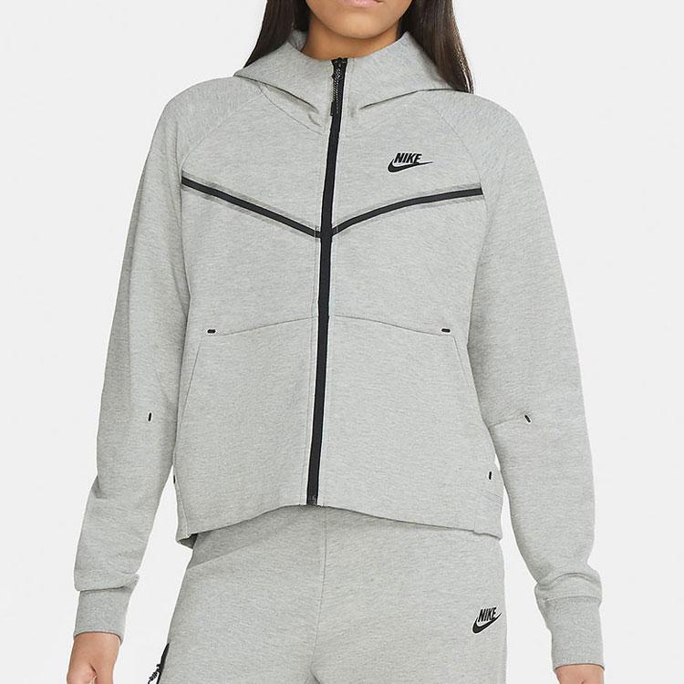 Nike Womens Tech Fleece Windrunner 2 Full Zip Hoodie, Dark Grey/Black Women Streetwear CW4299-063