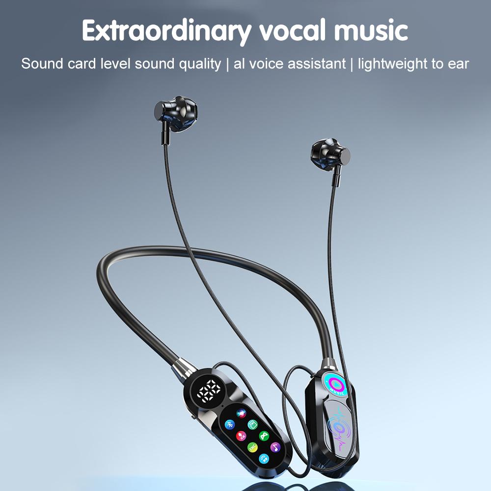 Наушники Bluetooth 5.4 Беспроводные наушники Магнитный спортивный шейный ободок Шейные наушники Hi-Fi Звук без потерь Гарнитура с микрофоном