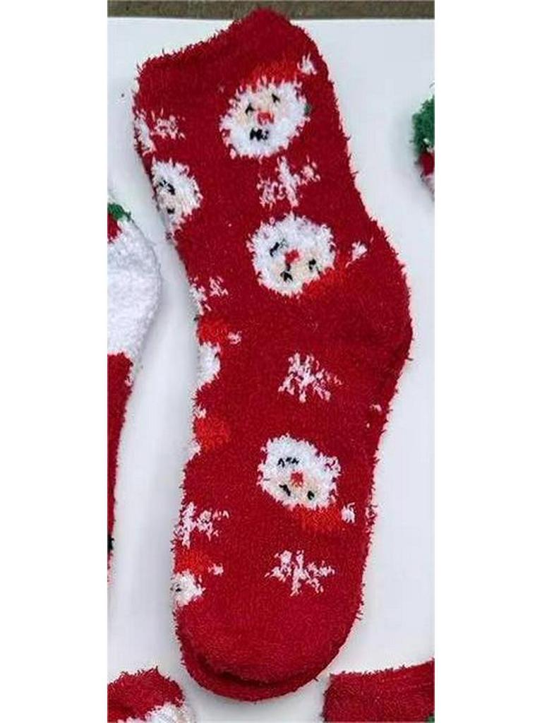 Женские носки кораллового бархата — уютный рождественский стиль, толстые и теплые для осени/зимы, идеально подходят для дома и сна.
