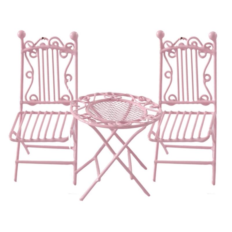 Набор миниатюрной мебели из кованого железа ручной работы: журнальный столик и стулья для кукольных домиков 1/12, модель, реквизит для отображения садовой сцены