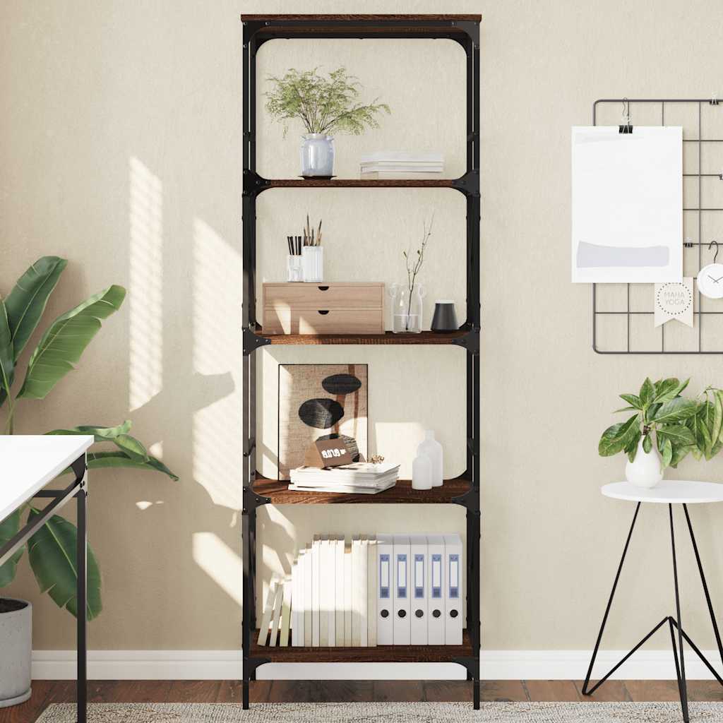Bookshelf 5 Shelves Brown Oak Effect 59 x 35 x 171 cm Engineered Wood