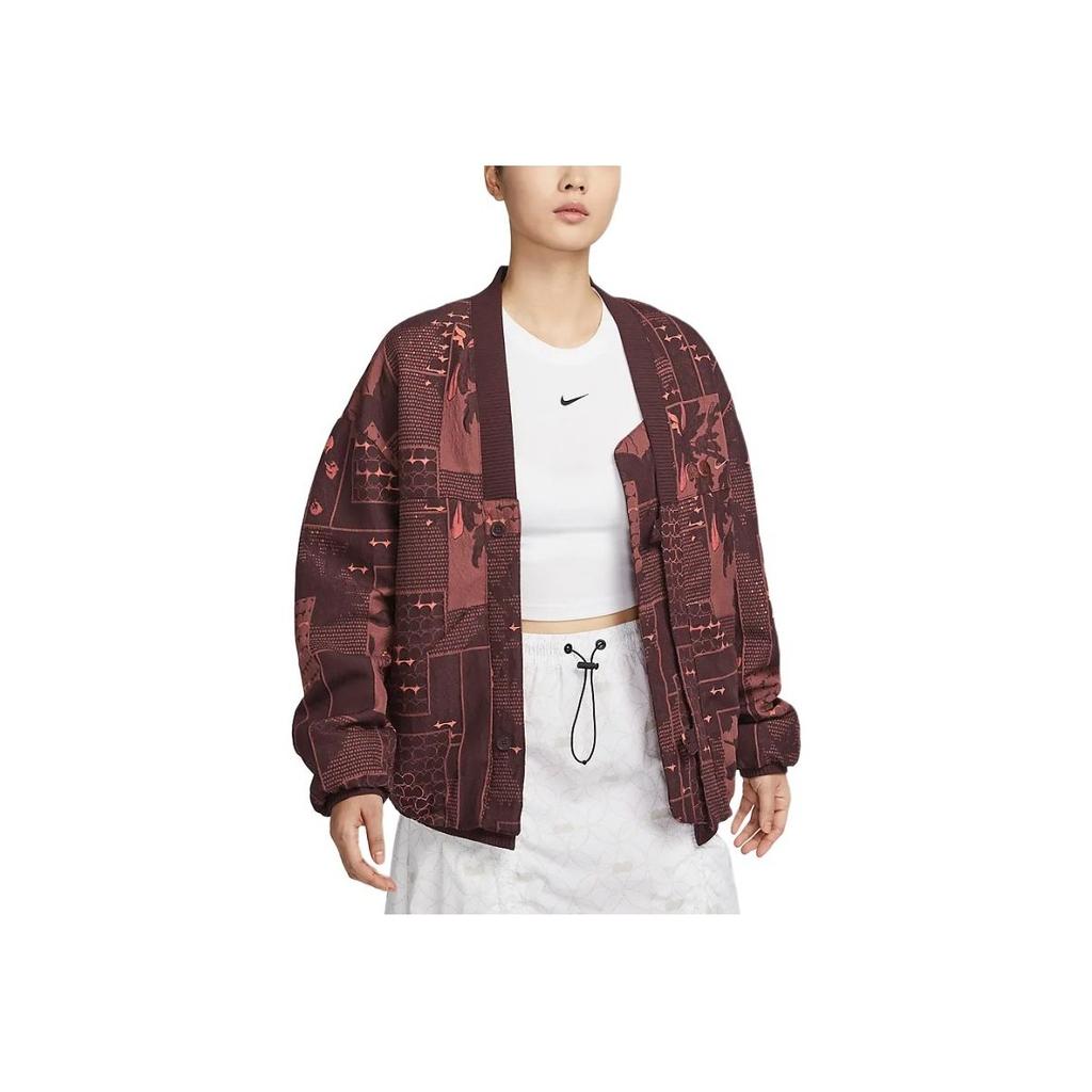 Nike Naomi Osaka All-Over Print Fashion Comfortable Jacket Women Jacket Burgundy FV7796-652