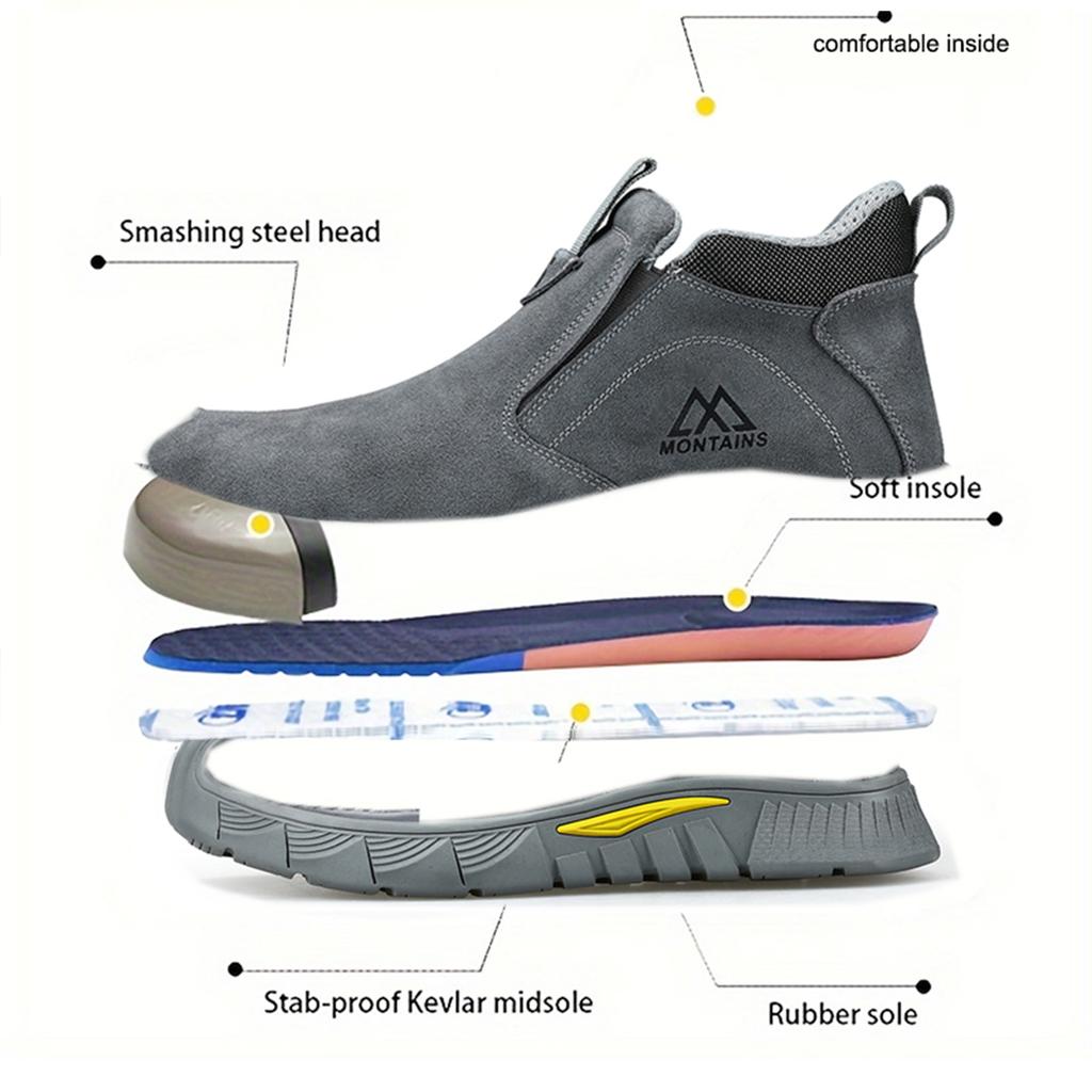 Сварочные рабочие ботинки для мужчин Неразрушимые ботинки со стальным подноском Устойчивые к скольжению Ботинки сварщика Рабочая обувь для безопасности на строительстве