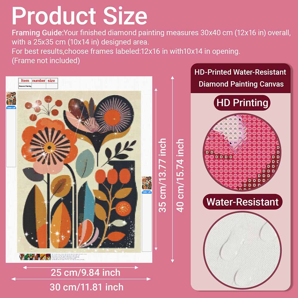 5D Diamond Painting Kit. Abstract Flower Floral Art Mosaic Craft. Handmade Home Decoration for Living Room and Bedroom