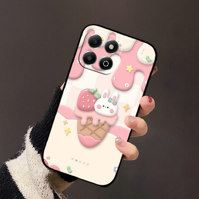 For Honor X6b 4G Case Fashion Cartoon Sweet Girl Cat Geometric Soft Silicone TPU Phone Cover For Honor X6b 4G Shockproof Shell