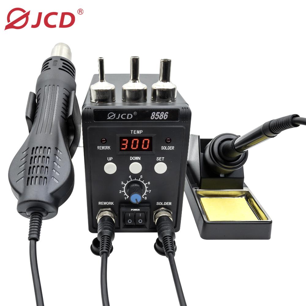 JCD Soldering Station 8586 Welding Hot Air Gun+Electric Soldering Iron 2 In 1 LCD Digital Display Welding Equipment Repair Tool