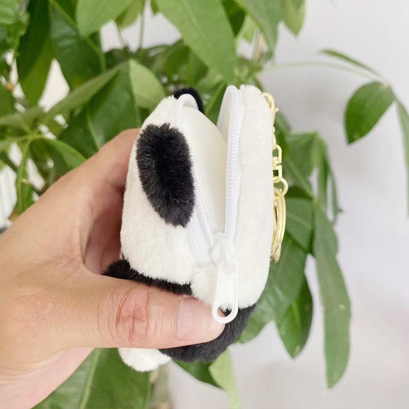 Adorable Plush Panda Bear Keychain Soft Toy Cute Coin Purse Key Holder For Girls