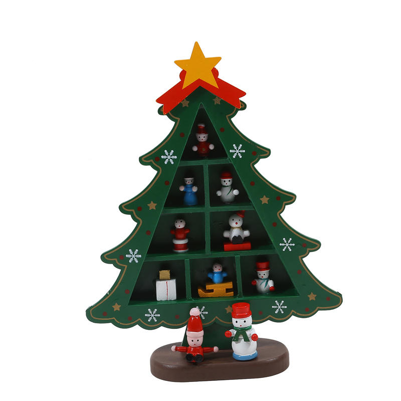 Mini Wood Christmas Tree Decoration Gift Cute Home Desktop Office Decor Party DIY Gift New-Year Children Present