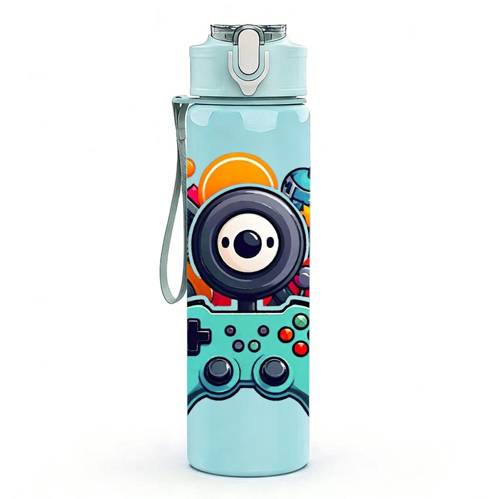 1PC Color Game Controller Camera 750ml Color Plastic Sports Water Bottle Leakproof Flip Straw Lid Suitable for Sports Office Home Use