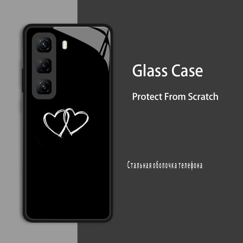 Чехол из закаленного стекла для Infinix Hot 50 Pro Plus Чехлы Крышка Жесткий Бампер для Infinix Hot 50 Pro 4G 5G Hot50i Защитный чехол