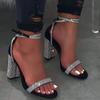 Fashion Women Rhinestone Heel Sandals Sexy Transparent High Heels Sandals Female New Summer Party Dress Shoes Ladies Pumps Plus Size 44