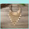 Ethnic Fashionable Style Multi Layer Tassel Design Women Metal Necklace Collar
