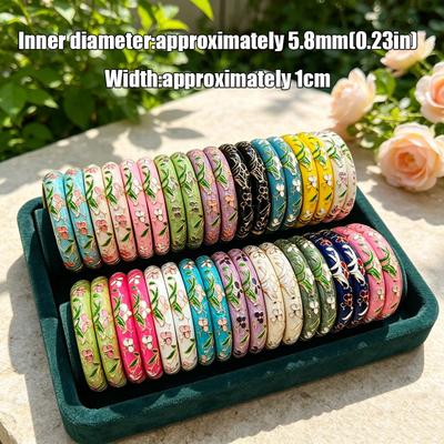 Traditional Enamel Bracelet 1cm Peony Filigree Flower Bangle Jewelry Gifts