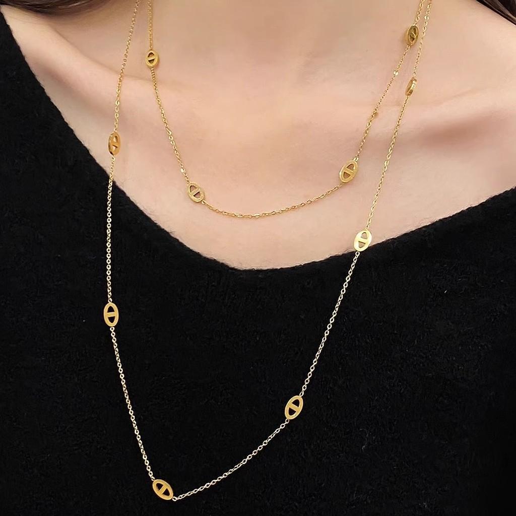 Современное колье-чокер из титановой стали длиной 120 см для женщин в милом корейском стиле