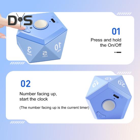 Rotating Timer 3-Color Lights Vibrate/Ring/Silent Modes Portable 1/3/5/10/15/20/25/30/45/60 Min Settings Study Relaxation Cooking Clock Timer