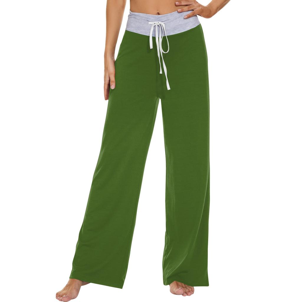Women's Fashion Casual Comfortable Pajama Pants Printed Drawstring Wide Leg Pants Trousers