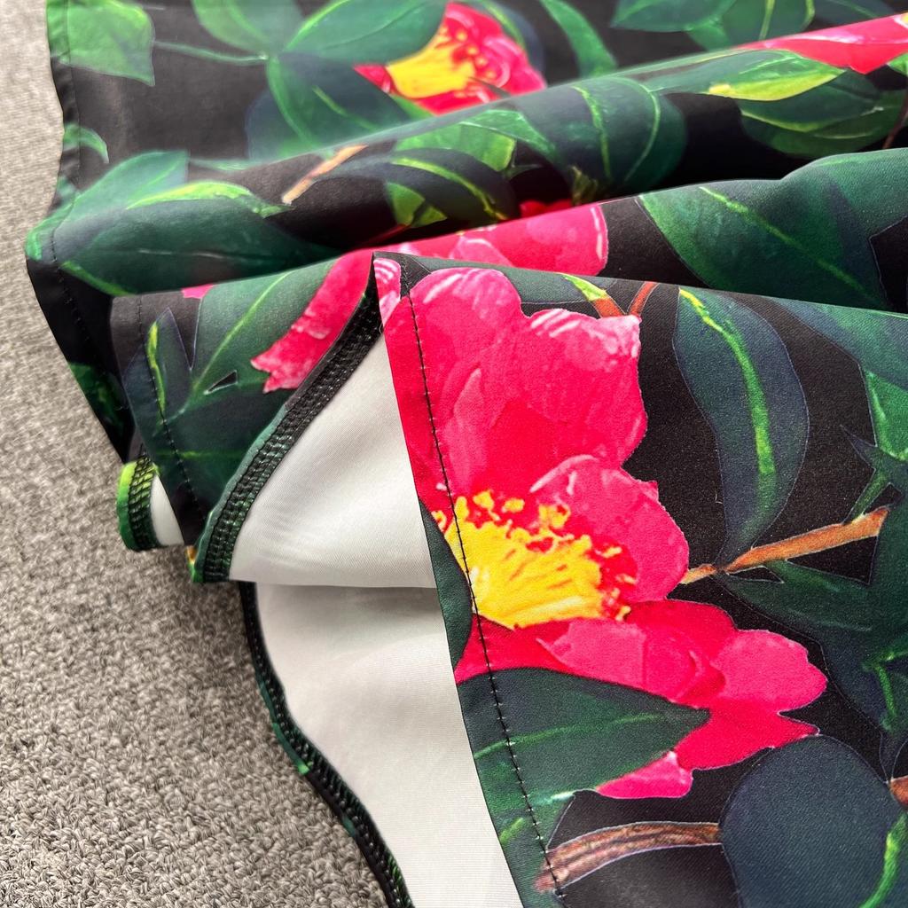 Summer Fashion Flower Vest Midi Dress Women's Sleeveless O-Neck Tank Floral Print Slim A Line Ball GownWomen Dresses