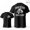Funny Fishing Lover T-Shirt for Unisex Born To Fish Forced To Work Double Sided Print Graphic Tops Casual Summer Short Sleeve Tees