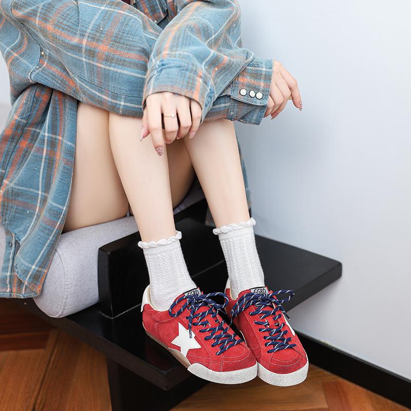 Women's Retro German Trainer: 2025 Genuine Leather Distressed Sneakers with Star, Mandarin Duck Stripe, Flat Bottom, Casual Skate Style