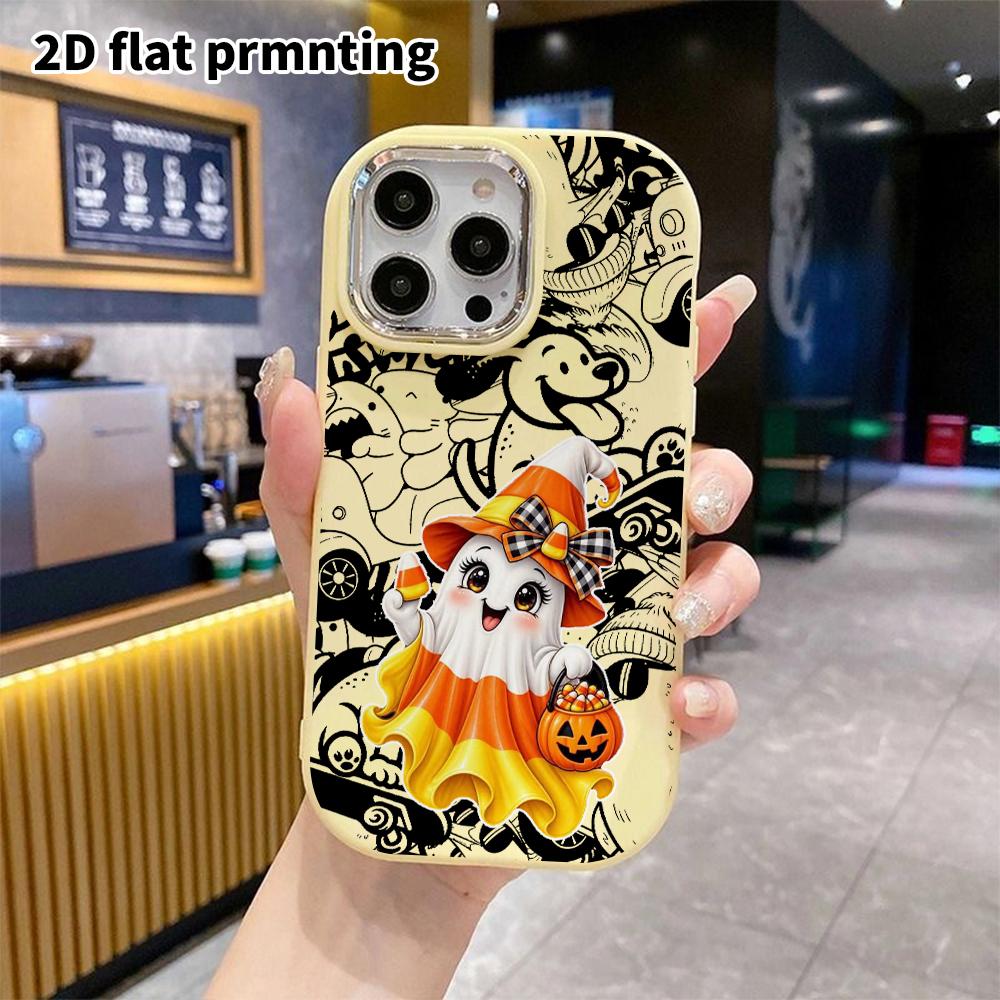 Phone Case: 2D flat design, fits iPhone 18, 17, 16, 15, 14, 13 Pro, wizard hat little ghost, perfect Christmas and Halloween holiday gift