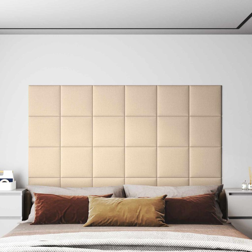 Wall Mounted Headboard Panels 12 pcs Cream 30 x 30 cm Fabric
