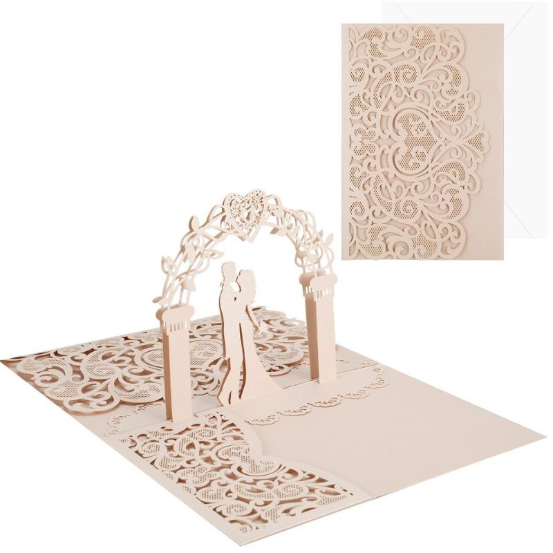 10 Pack 3D Pop Up Cards with Unique Bride & Groom Holding Hand Design Wedding Invitations Anniversary for Bride and Groom In Wedding Party