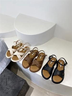 Мода Модные женские босоножки с перекрестными ремешками Летние модельные туфли на плоской подошве с низким каблуком Босоножки для вечеринок с ремешком на щиколотке с перекрестной пряжкой Размер 35-40